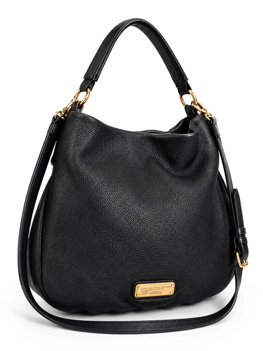 Marc by Marc Jacobs Q Workwear Hobo Black Pebbled Leather Shoulder Bag